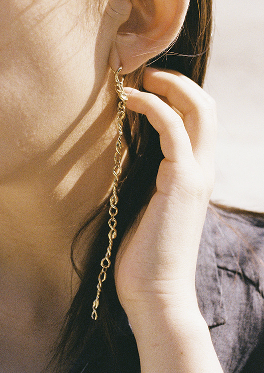 The Frayed Mooring Rope Single Earring, Gold Vermeil